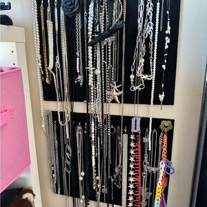 40 piece Jewelry Collection with 2 velvet wall hanger organizer